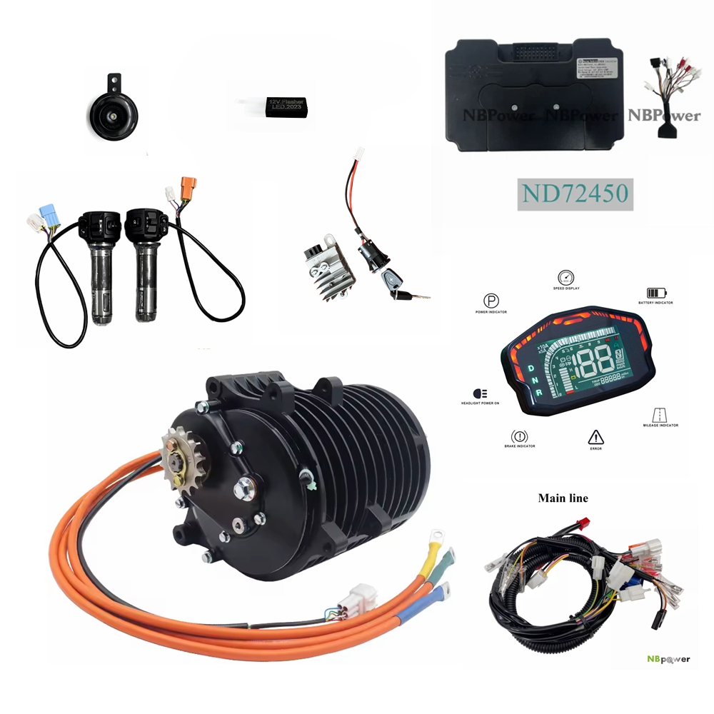 Mid Drive Motor Kit 72V 3000W - QS 138 3000W V3 70Hミッドドライブモーター変換キット（ND72450/ND72680コントローラー、DKDディスプレイ付き）電動バイク用（110KPH）